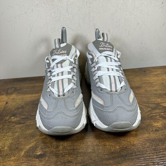 Skechers D'Lites Biggest Fan Fashion Gray White Shoes Sneakers Women’s Size 7 - Picture 2 of 8